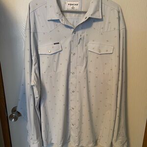Poncho The Maria Jose Light Blue Rose Mens Western Performance Shirt SZ 2XL